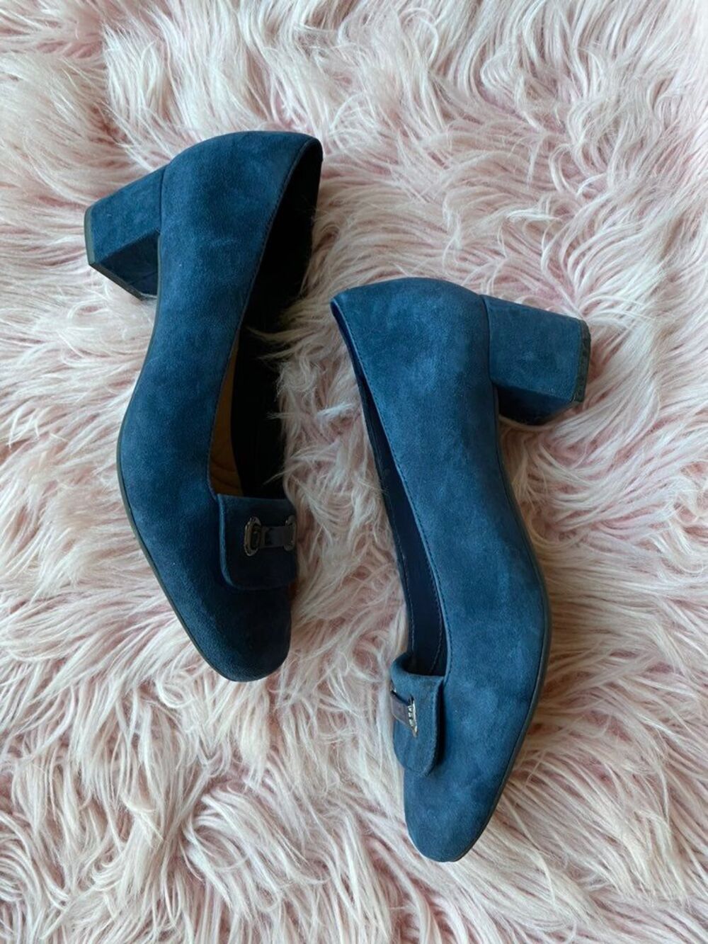 Clarks Tealia Gia Pump Navy Blue Suede Size 6